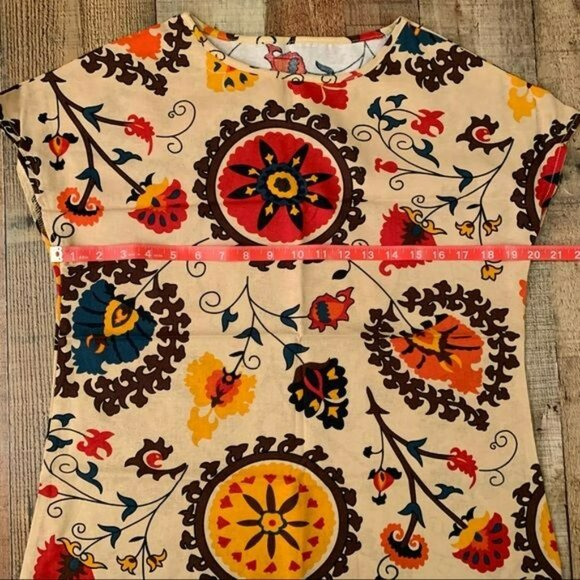 Emery rose linen floral cap short sleeve blouse - S - Picture 2 of 6